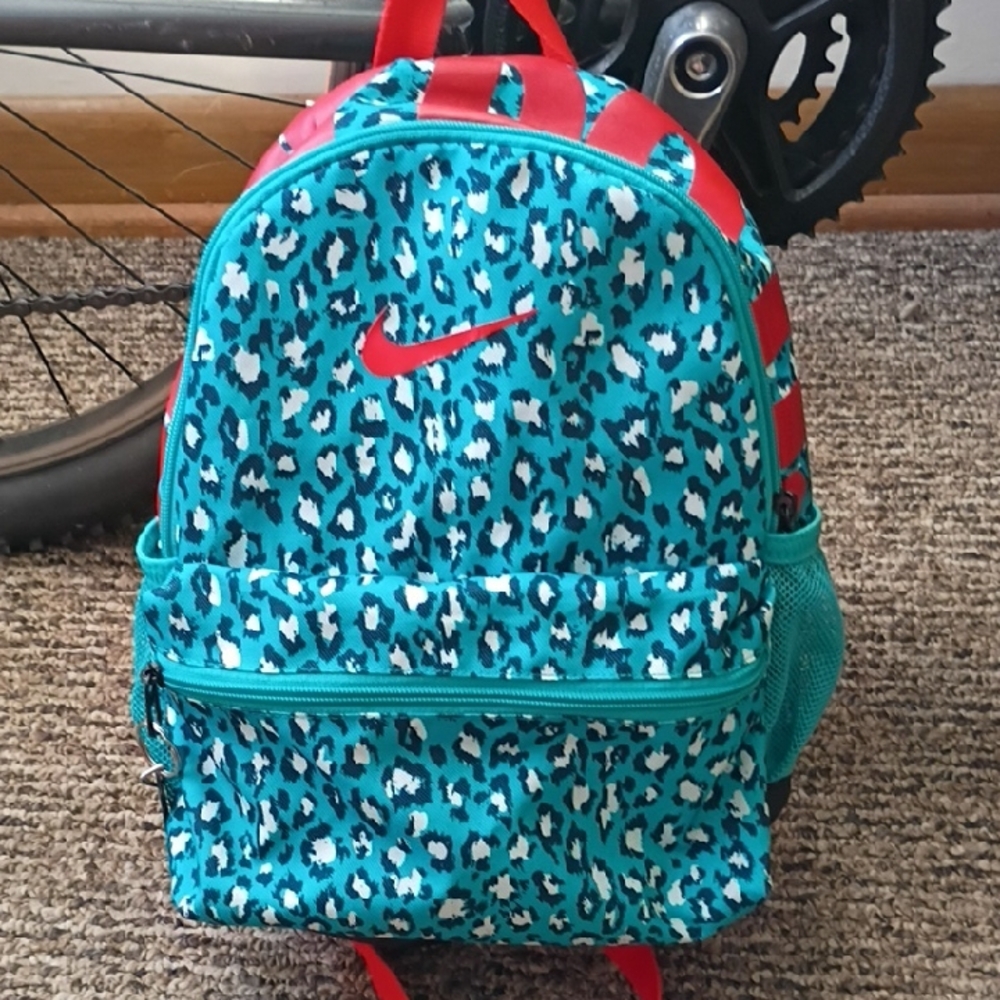Nike Kids' Teal and Red Leopard Backpack